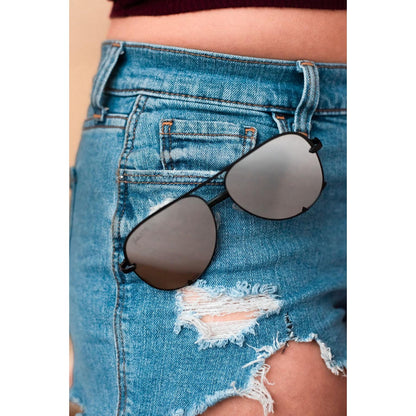 Alex - Black/Silver - High Quality Unisex Aviator Sunglasses *