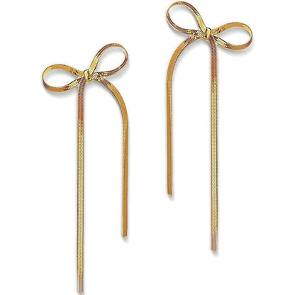 Stainless Steel Jewelry Wholesale Non-tarnish Herringbone Bow Earrings