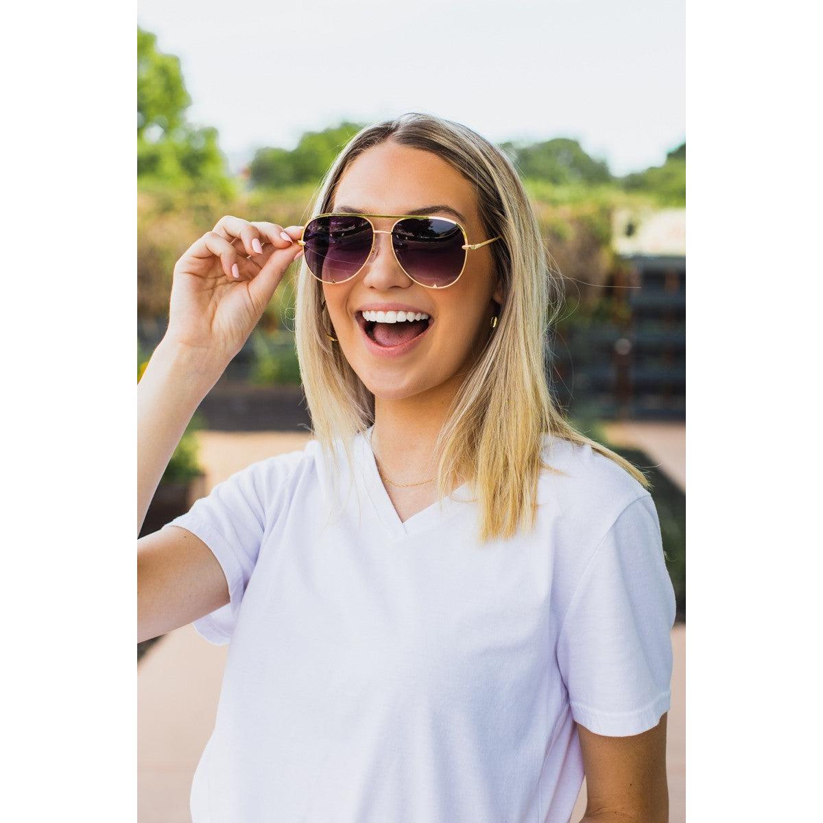 Alex Gold/Gray- High Quality Unisex Aviator Sunglasses