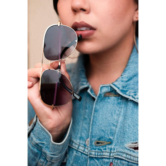 Alex Gold/Gray- High Quality Unisex Aviator Sunglasses