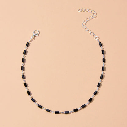 1 pc Foot Beach Jewellery Gold Chain Handmade Black Beads Anklet