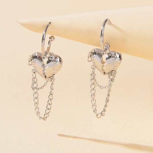 Punk Statement Silver Layered Chain Heart Charm Designer Jewellery