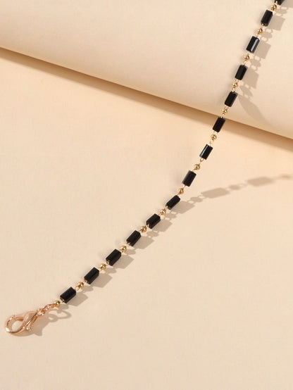 1 pc Foot Beach Jewellery Gold Chain Handmade Black Beads Anklet