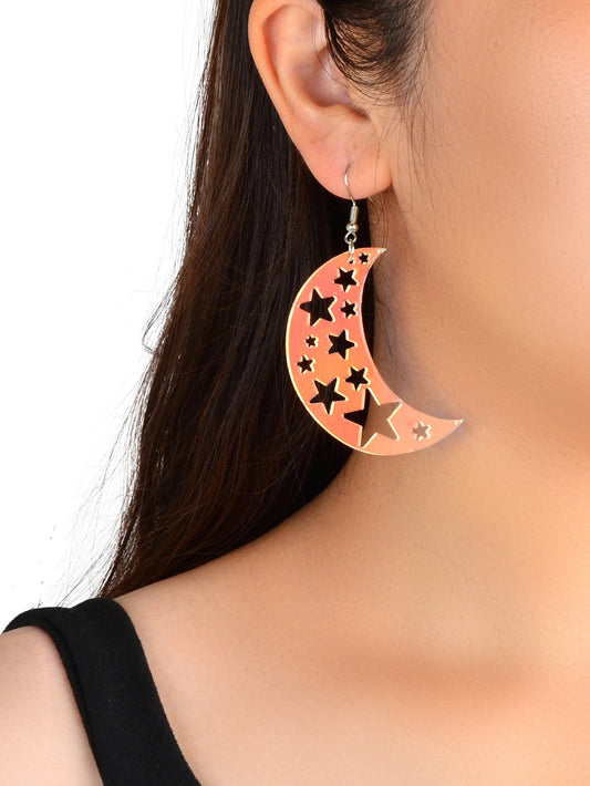 Acrylic Rainbow Colour Moon Star Hook Earrings Stunning Jewellery Gift
