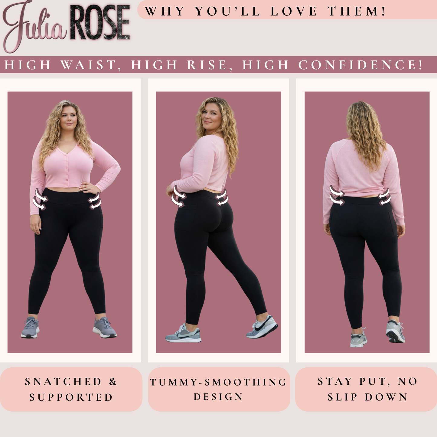 Curvy Collection - BLACK FULL-LENGTH Leggings with POCKET