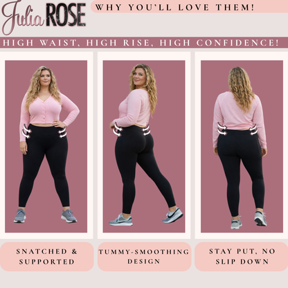 Curvy Collection - BLACK FULL-LENGTH Leggings with POCKET
