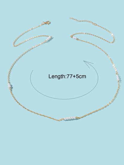 Women Waist Chain Beach Bikini Belly Jewellery Gold Sexy Pearl Beads