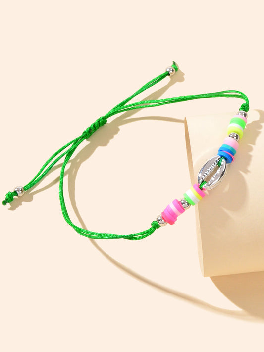 Boho Chic Candy Color Handmade Soft Beads Shell Anklet Adjustable Foot
