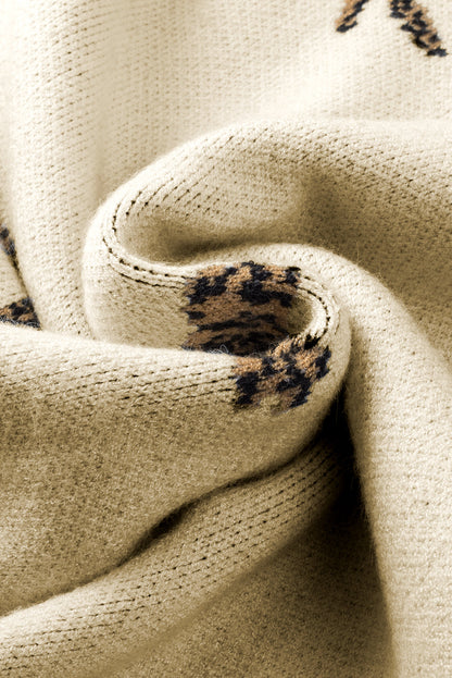 Cheetah Mock Neck Split Hem Sweater