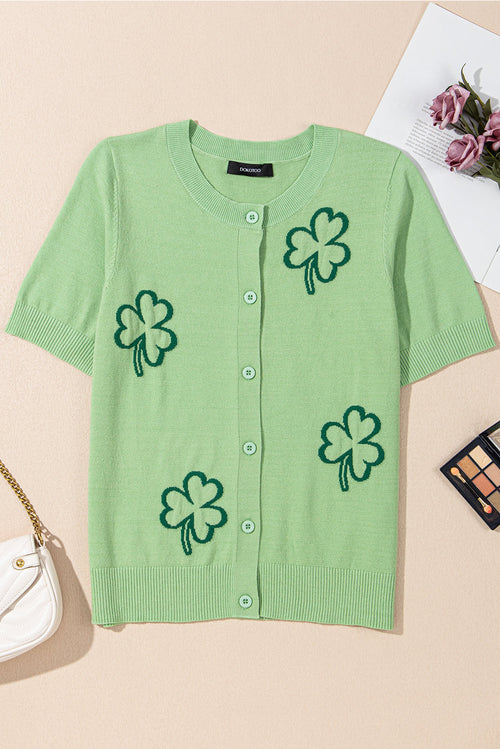 Holiday Jacquard Short Sleeve Cardigan