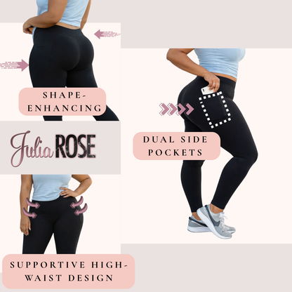 Curvy Collection - BLACK FULL-LENGTH Leggings with POCKET