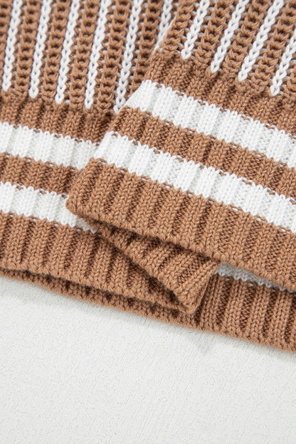 Stripe Patchwork Drop Shoulder Sweater
