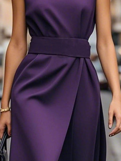 Round Neck Sleeveless Midi Sheath Dress