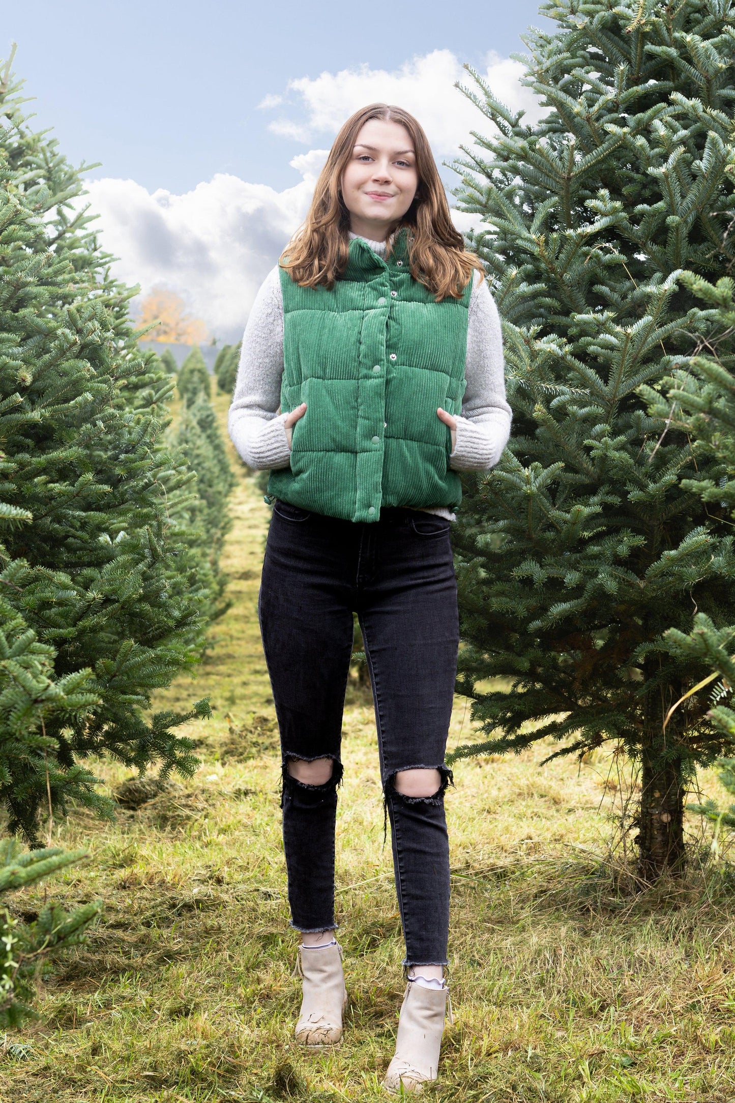 Cropped Corduroy Puffer Vest