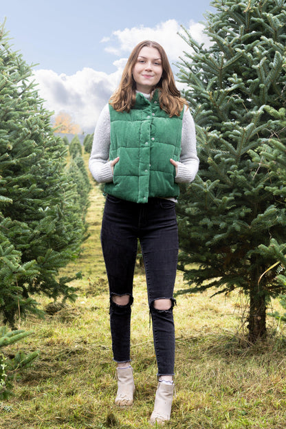 Cropped Corduroy Puffer Vest