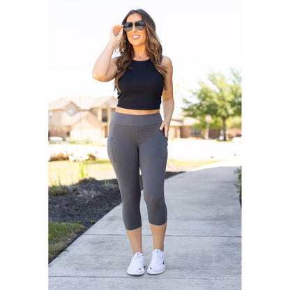 Dani - Charcoal Capri with Pockets