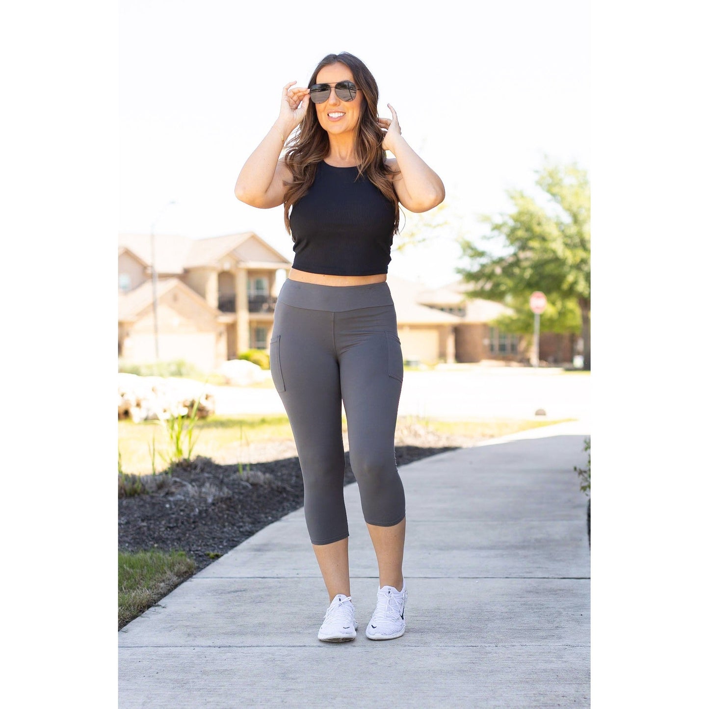 Dani - Charcoal Capri with Pockets