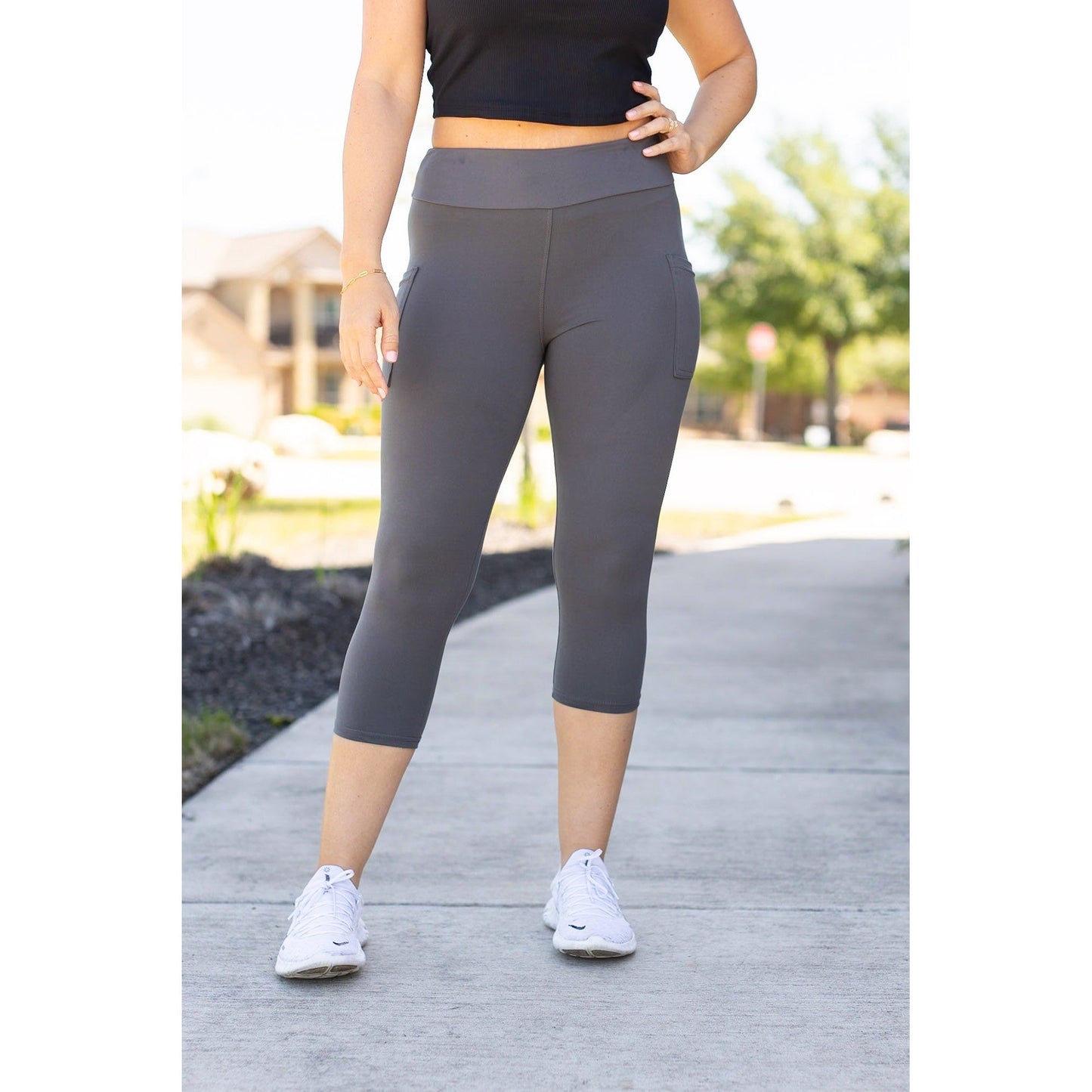 Dani - Charcoal Capri with Pockets