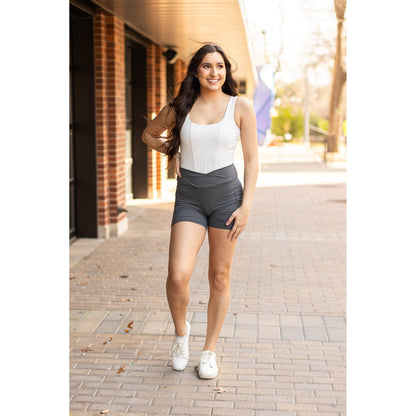 Caleigh - Charcoal Crossover Biker 5" Shorts