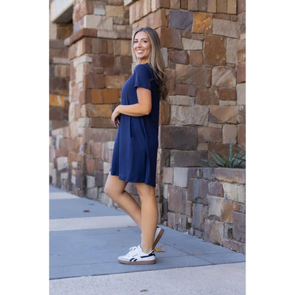 Kacey - Navy Swing Dress