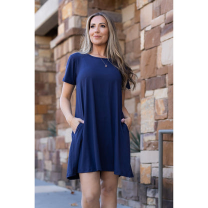 Kacey - Navy Swing Dress