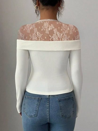 Lace Detail Long Sleeve Top