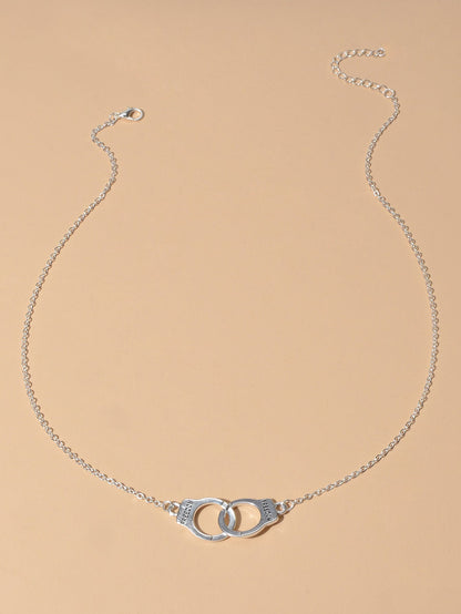 Punk Silver FREEDOM Handcuffs Necklace Boho Lover Jewellery