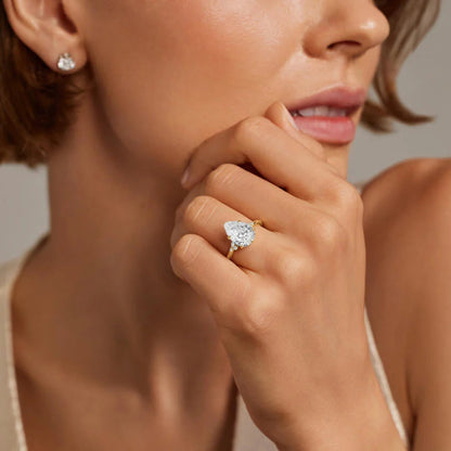 2ct Lab Diamond Ring | Pear Nature Vine | Marquise Accents | 10K White