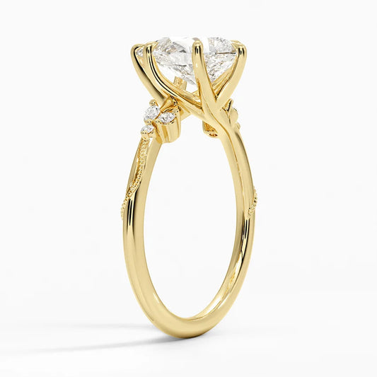 2ct Lab Diamond Ring | Pear Nature Vine | Marquise Accents | 10K White