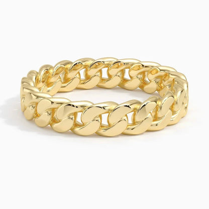Cuban Link Ring | Solid Gold | 10K White Gold | Unisex Band