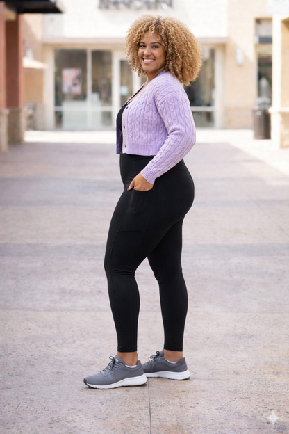 Curvy Collection - BLACK FULL-LENGTH Leggings with POCKET
