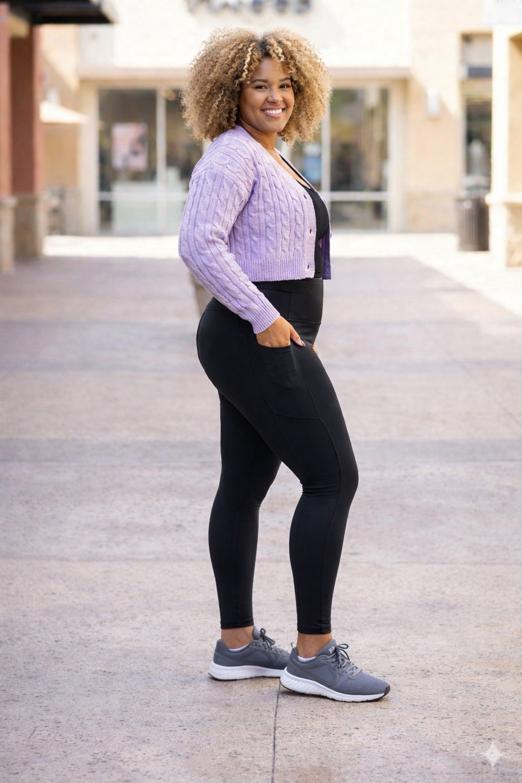 Curvy Collection - BLACK FULL-LENGTH Leggings with POCKET