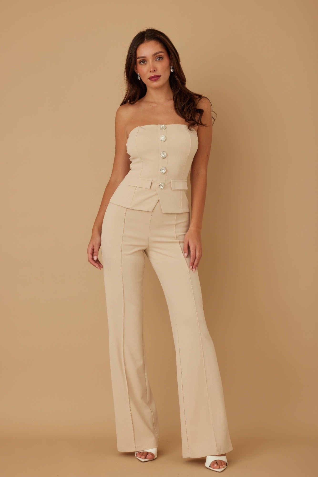 Classy Two Piece Sets With Oval Crystal Stone