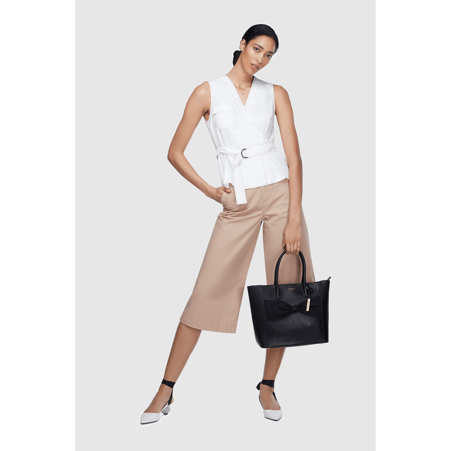 Eufala Bow Grey Vegan Tote Bag