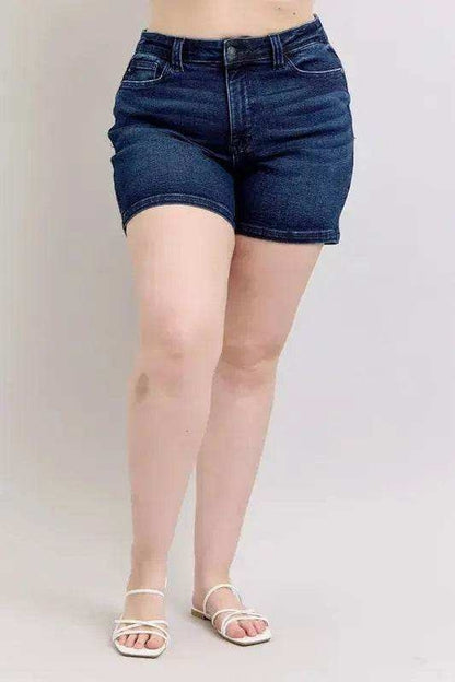 Judy Blue Plus Size High Waist Back Flap Pocket Denim Shorts 150304