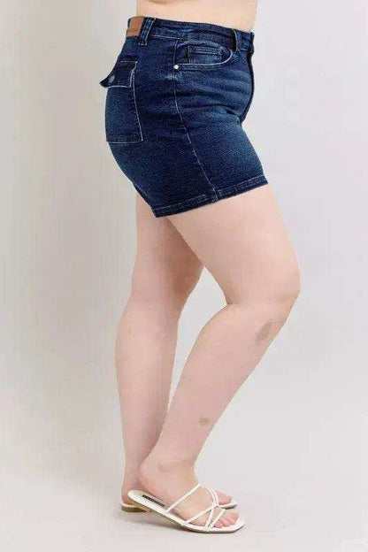 Judy Blue Plus Size High Waist Back Flap Pocket Denim Shorts 150304