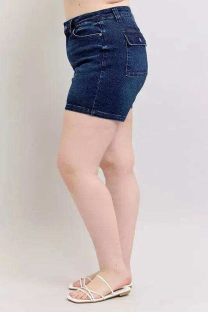 Judy Blue Plus Size High Waist Back Flap Pocket Denim Shorts 150304