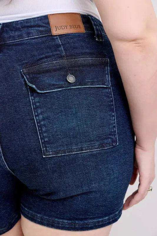 Judy Blue Plus Size High Waist Back Flap Pocket Denim Shorts 150304