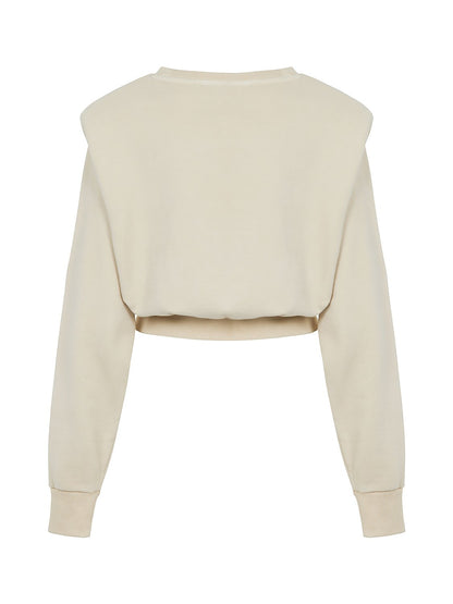 Shoulder Pad Embroidered Sweatshirt