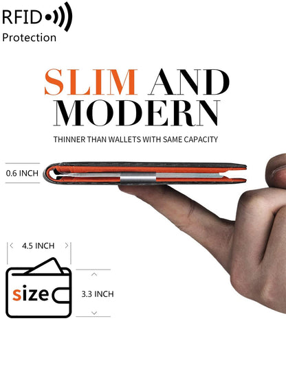 Minimalist men's RFID blocking multi-functional ultra-thin 12-card