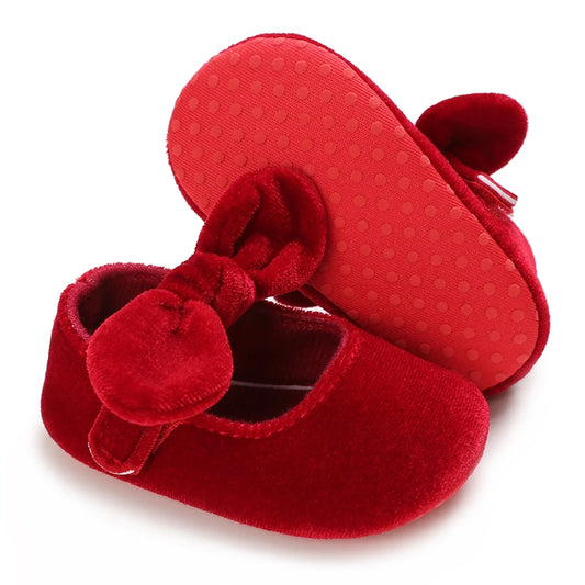0-18M Newborn Infant Baby Girls Shoes Velvet Red Christmas 0-18M