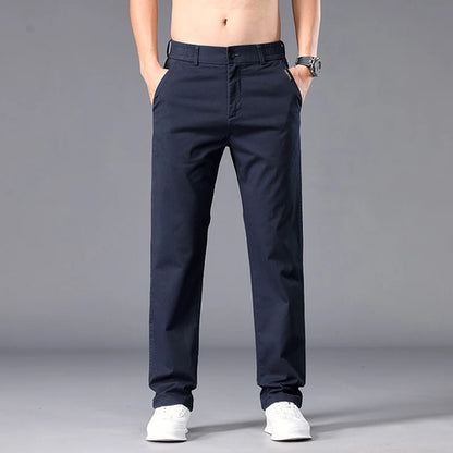 New Casual Pants Men Straight Fit Stretch Autumn Chino Trousers Male