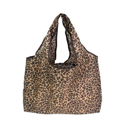 Large Capacity Leopard Print Hand Shopping Bag Women's Daily Folding