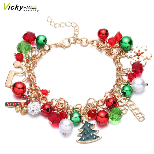 Vicky-Home Christmas Bracelet Gift Jewelry for Women Girls Kids Jingle