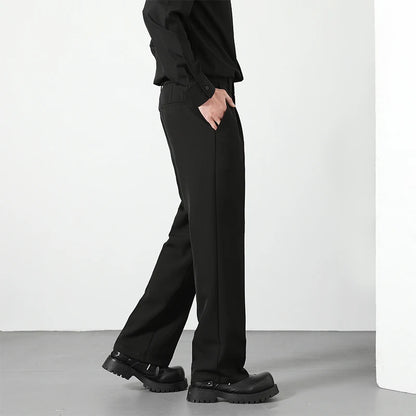 2025 Men's Loose Suit Pants Classic Straight Solid Color Drape Elastic