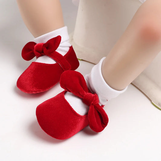 0-18M Newborn Infant Baby Girls Shoes Velvet Red Christmas 0-18M