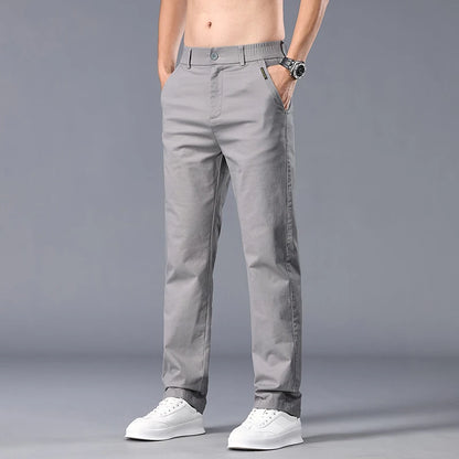 New Casual Pants Men Straight Fit Stretch Autumn Chino Trousers Male
