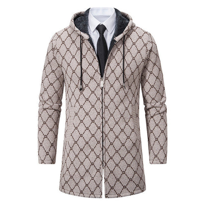 Men's Mid-length Sweater Fashion Casual Hooded Coat