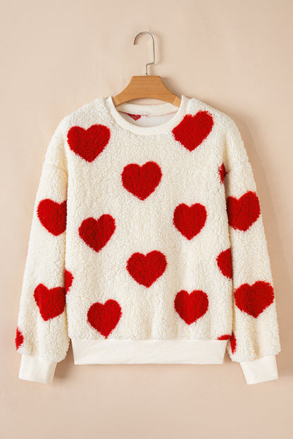 Valentine Heart Fleece Drop Shoulder Sweatshirt