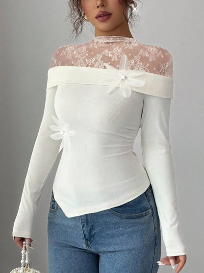 Lace Detail Long Sleeve Top